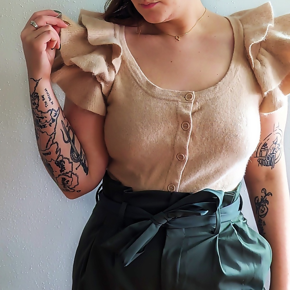 Pink and Ruffled Cardigan